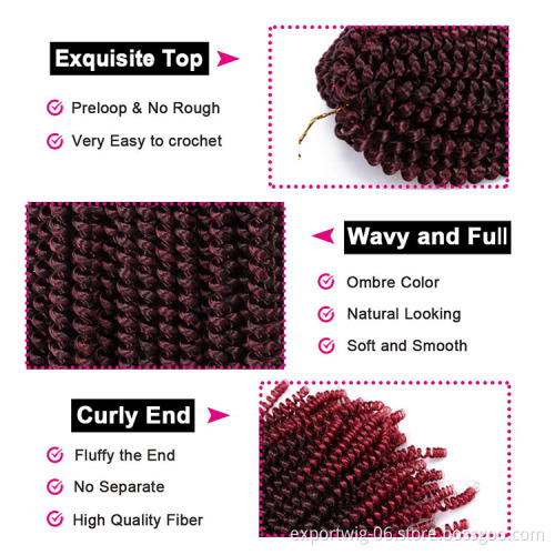 Spring Twist Crochet Hair Extensions African Curly Spring Twist Braiding Hair 8inches Synthetic Fiber Solid And Ombre Color